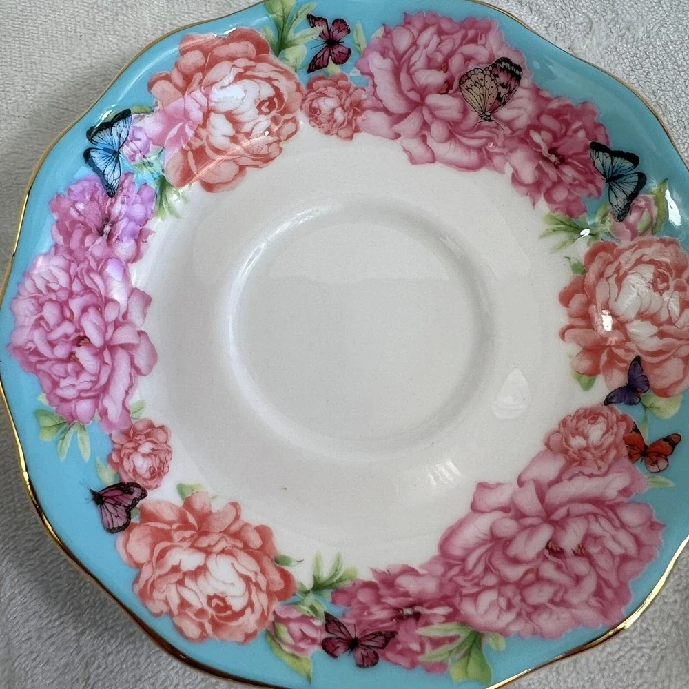 Royal Albert Miranda Kerr Friendship Teacup Saucer 8 Piece Set Floral Butterfly